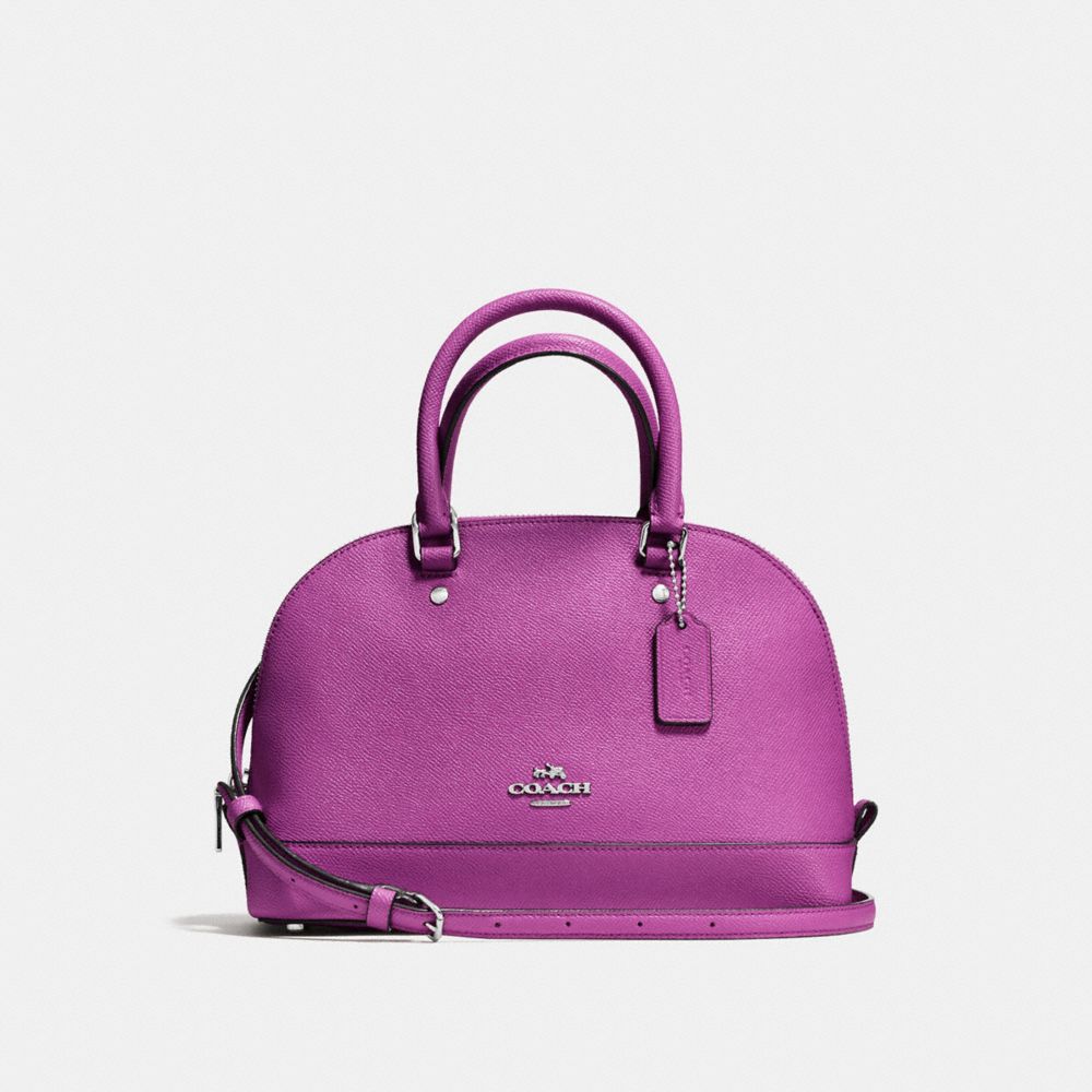 MINI SIERRA SATCHEL IN CROSSGRAIN LEATHER - f57555 - SILVER/HYACINTH