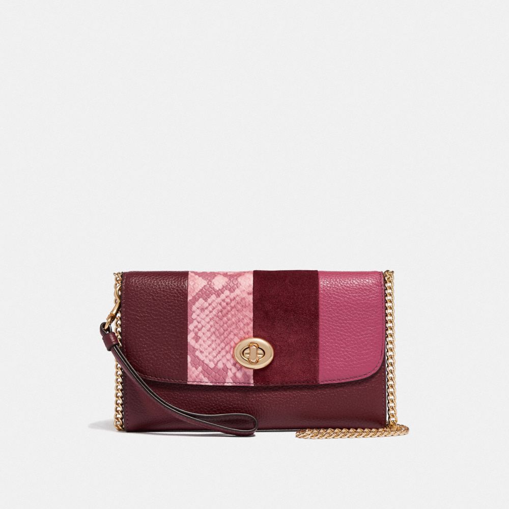 COACH F57556 - CHAIN CROSSBODY WINE MULTI/LIGHT GOLD