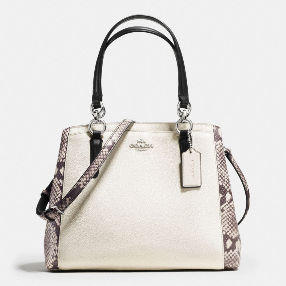 COACH F57557 MINETTA CROSSBODY WITH SNAKE EMBOSSED LEATHER TRIM SILVER/CHALK-MULTI