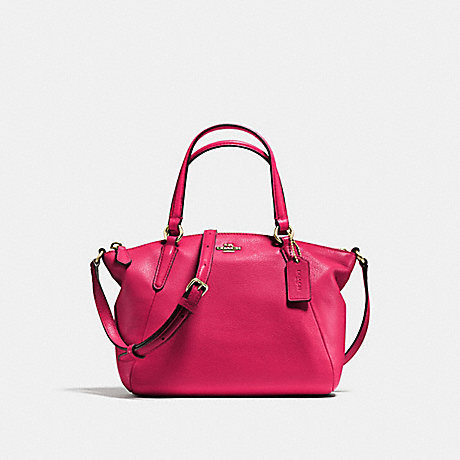 COACH MINI KELSEY SATCHEL IN PEBBLE LEATHER - IMITATION GOLD/BRIGHT PINK - f57563