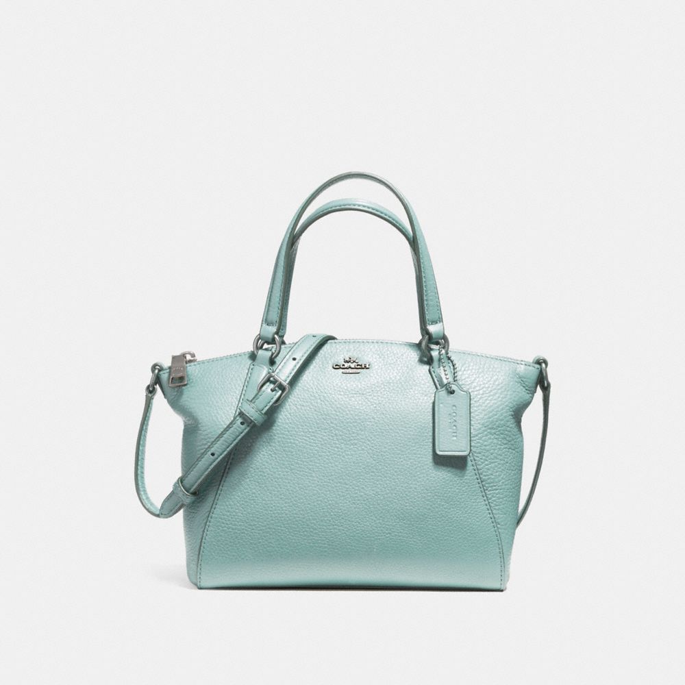 COACH F57563 MINI KELSEY SATCHEL IN PEBBLE LEATHER SILVER/AQUA