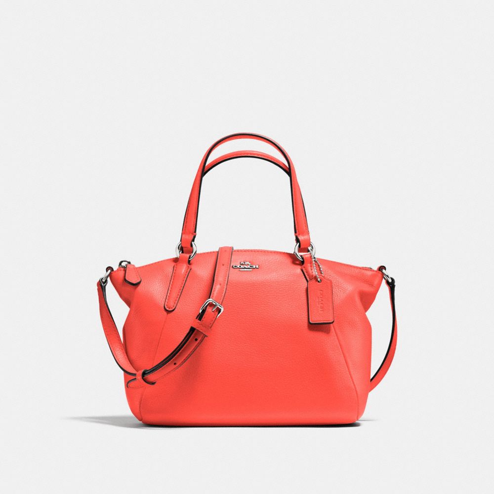 MINI KELSEY SATCHEL IN PEBBLE LEATHER - SILVER/BRIGHT ORANGE - COACH F57563