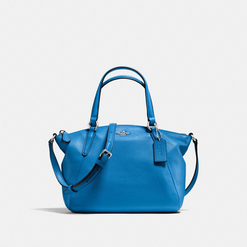 COACH F57563 Mini Kelsey Satchel In Pebble Leather SILVER/LAPIS