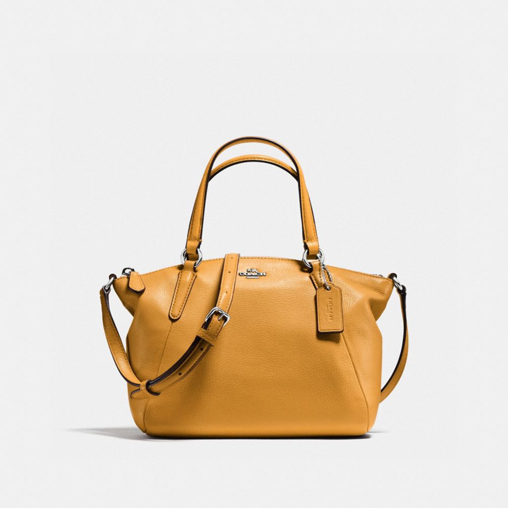 MINI KELSEY SATCHEL IN PEBBLE LEATHER - SILVER/MUSTARD - COACH F57563