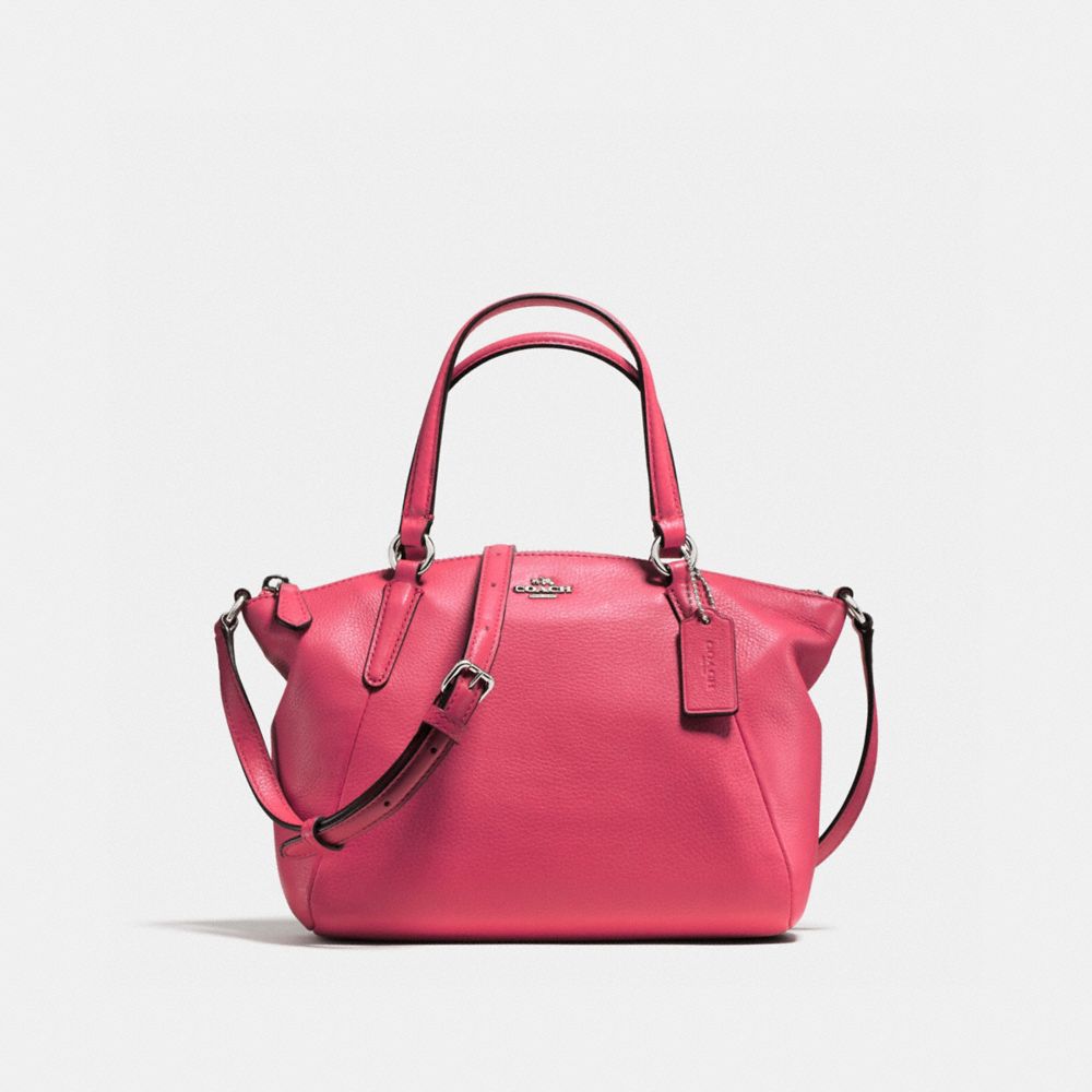 MINI KELSEY SATCHEL IN PEBBLE LEATHER - f57563 - SILVER/STRAWBERRY