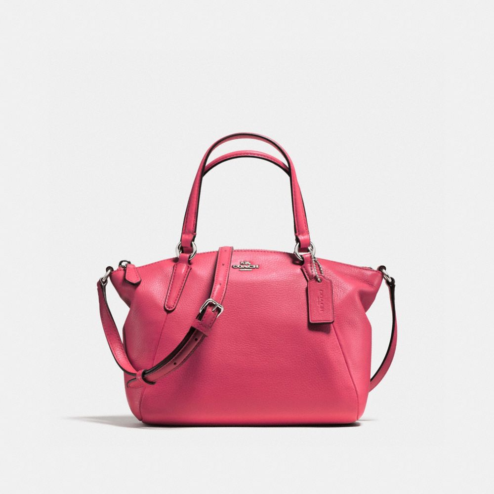 COACH F57563 MINI KELSEY SATCHEL IN PEBBLE LEATHER SILVER/STRAWBERRY