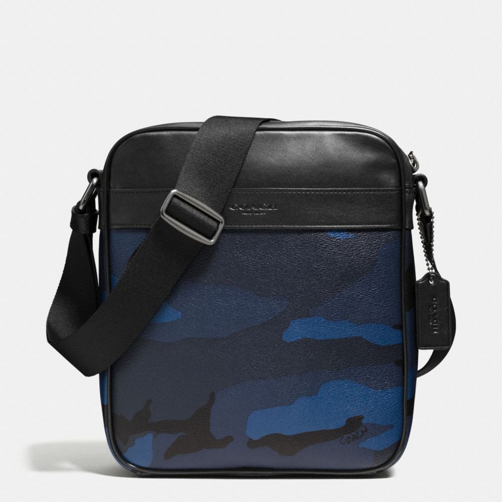 CHARLES FLIGHT BAG IN INDIGO CAMO - LIGHT LILAC - COACH F57564