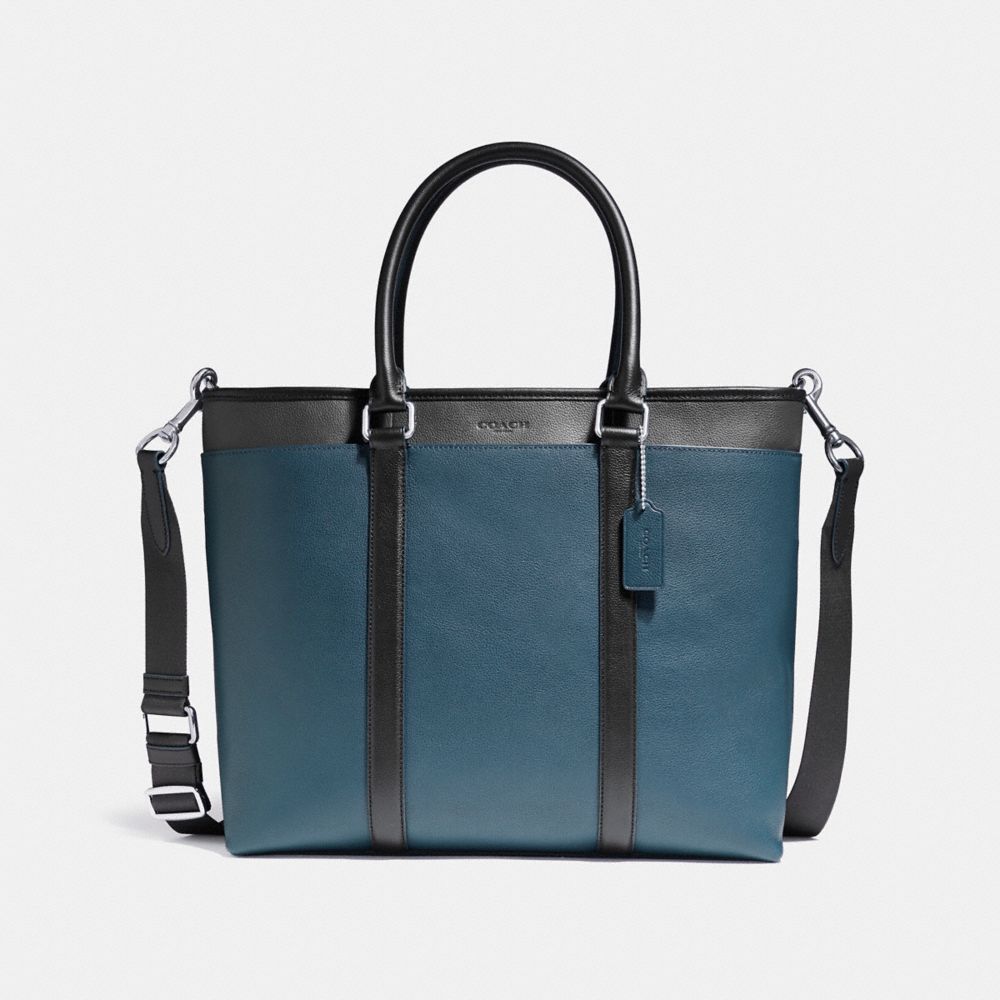 COACH f57568 PERRY BUSINESS TOTE IN COLORBLOCK NICKEL/DENIM/MIDNIGHT/BLACK