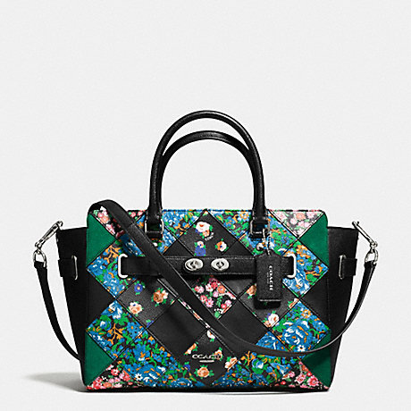 COACH BLAKE CARRYALL IN FLORAL PATCHWORK LEATHER - SILVER/BLACK MULTI - f57580