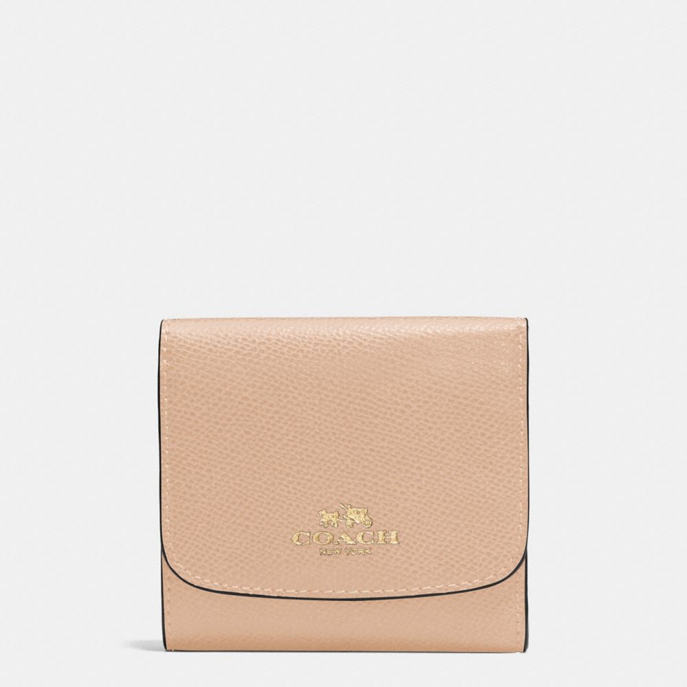 SMALL WALLET IN CROSSGRAIN LEATHER - f57584 - IMITATION GOLD/BEECHWOOD