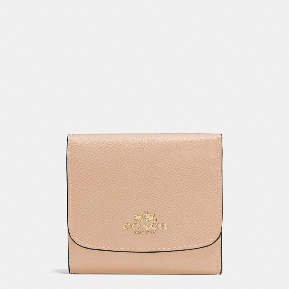 COACH SMALL WALLET IN CROSSGRAIN LEATHER - IMITATION GOLD/BEECHWOOD - F57584