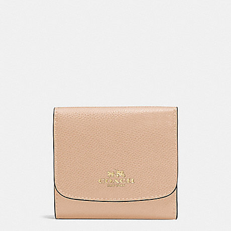 COACH SMALL WALLET IN CROSSGRAIN LEATHER - IMITATION GOLD/BEECHWOOD - f57584