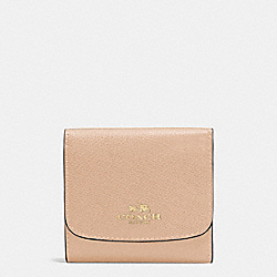 COACH F57584 Small Wallet In Crossgrain Leather IMITATION GOLD/BEECHWOOD