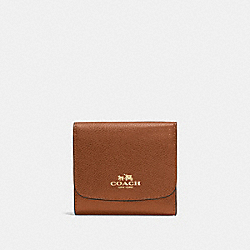 COACH F57584 Small Wallet In Crossgrain Leather IMITATION GOLD/SADDLE