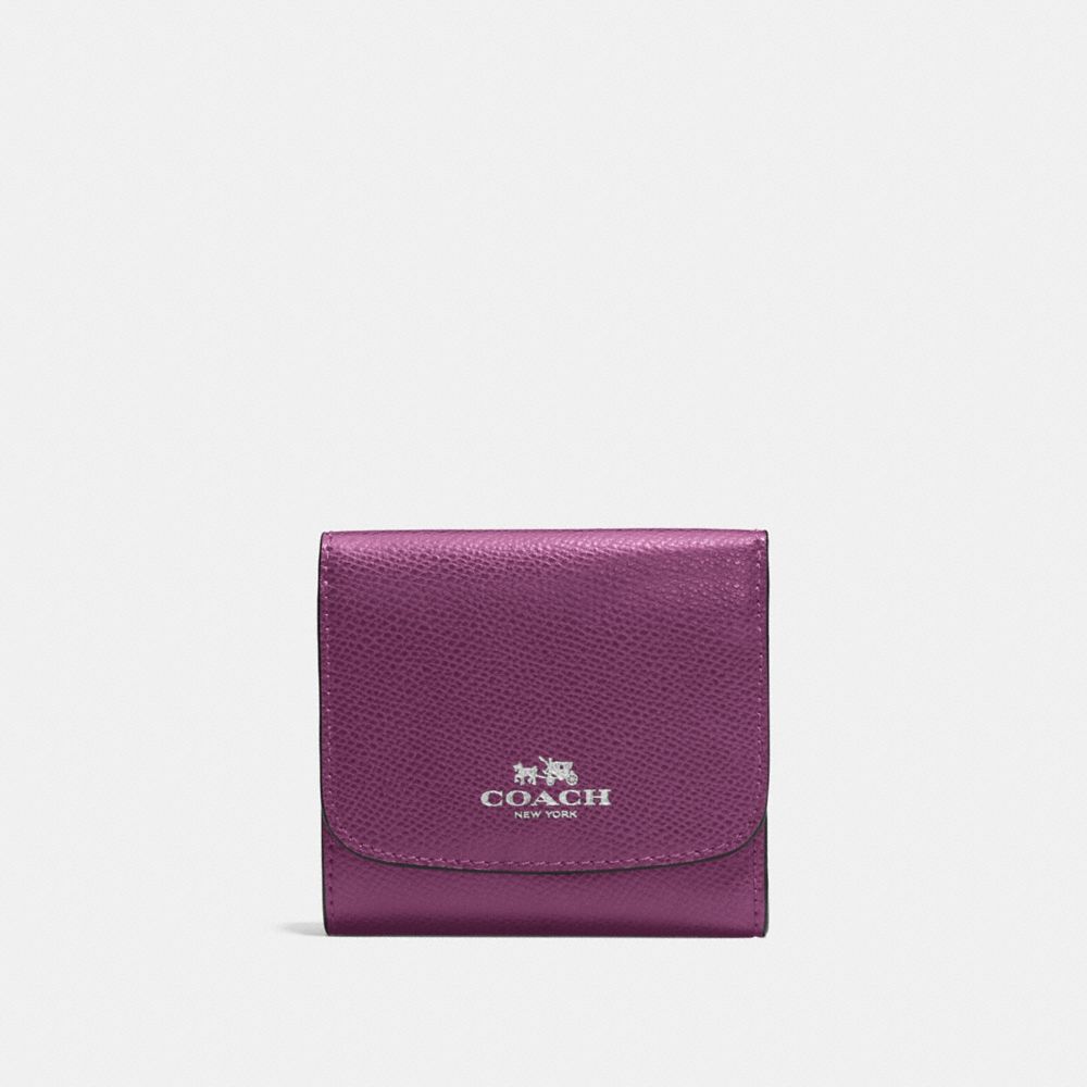 SMALL WALLET IN CROSSGRAIN LEATHER - f57584 - SILVER/MAUVE