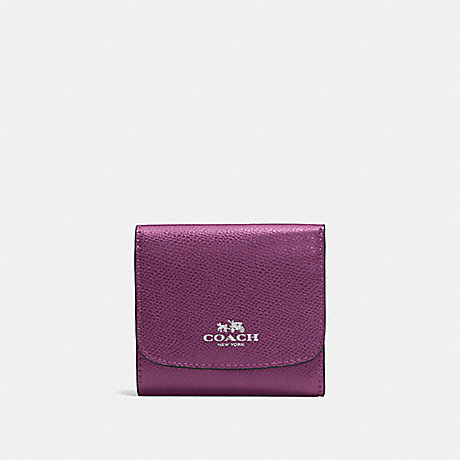 COACH F57584 SMALL WALLET IN CROSSGRAIN LEATHER SILVER/MAUVE