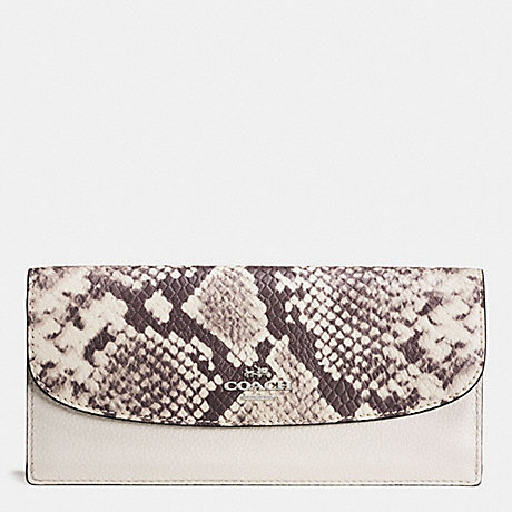 COACH SOFT WALLET WITH SNAKE EMBOSSED LEATHER TRIM - SILVER/CHALK MULTI - f57592