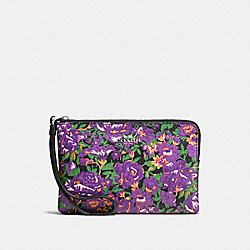 COACH CORNER ZIP WRISTLET IN ROSE MEADOW FLORAL PRINT COATED CANVAS - SILVER/VIOLET MULTI - F57595