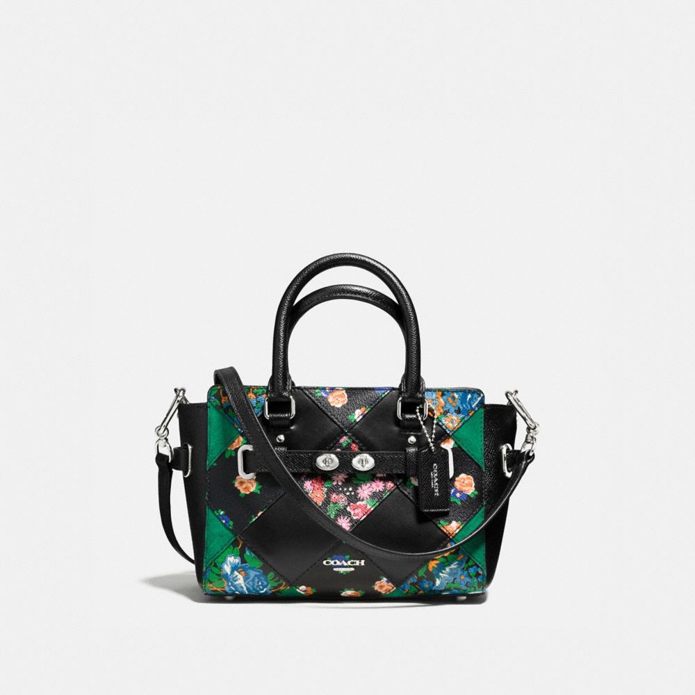 MINI BLAKE CARRYALL IN FLORAL PATCHWORK LEATHER - SILVER/BLACK MULTI - COACH F57610