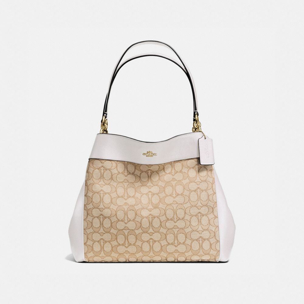 COACH LEXY SHOULDER BAG IN OUTLINE SIGNATURE - IMITATION GOLD/LIGHT KHAKI/CHALK - F57612