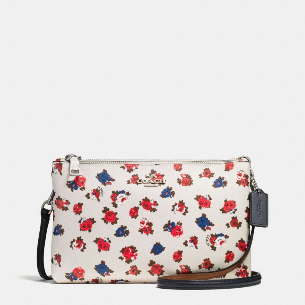 LYLA CROSSBODY IN TEA ROSE FLORAL PRINT COATED CANVAS - f57628 - SILVER/CHALK MULTI