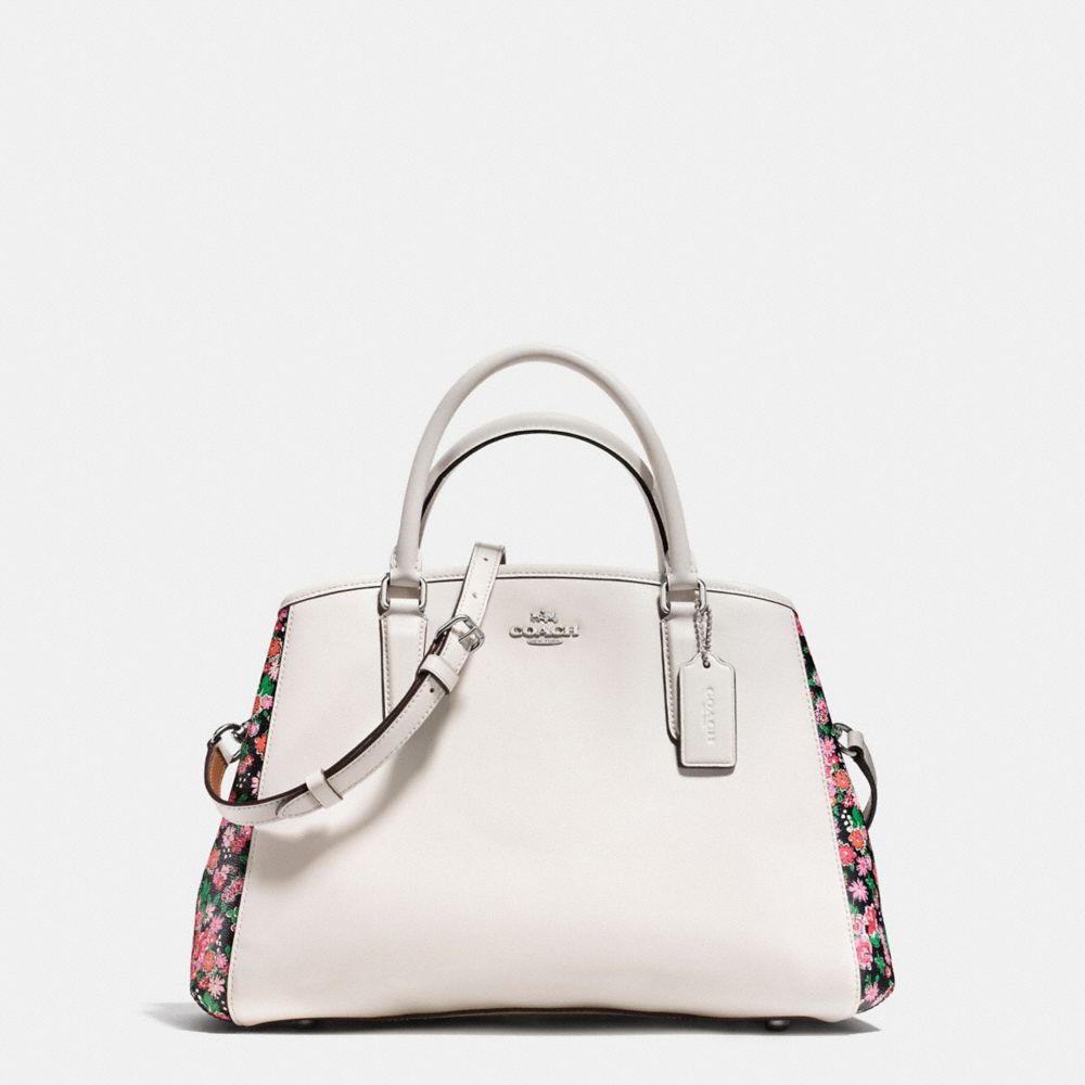 COACH F57631 SMALL MARGOT CARRYALL IN POSEY CLUSTER FLORAL PRINT COATED CANVAS SILVER/CHALK-PINK-MULTI