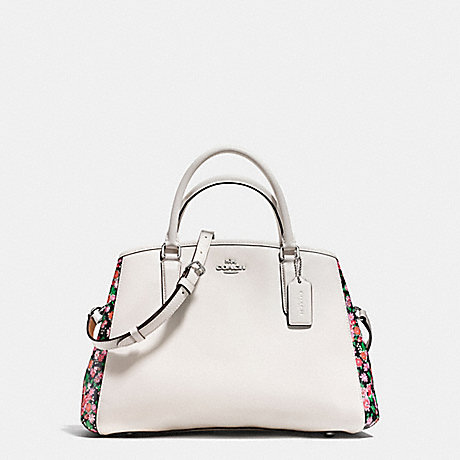 COACH F57631 SMALL MARGOT CARRYALL IN POSEY CLUSTER FLORAL PRINT COATED CANVAS SILVER/CHALK-PINK-MULTI