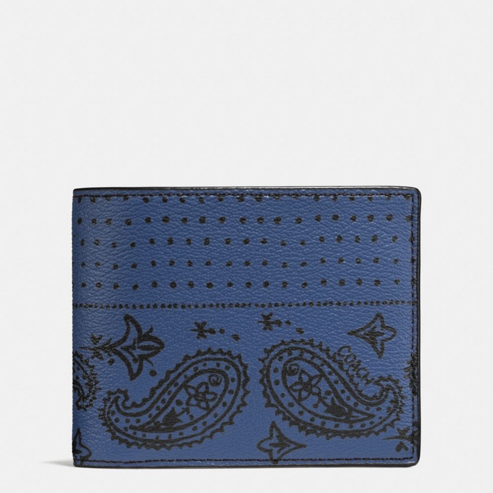 COACH 3-IN-1 WALLET IN BANDANA PRINT CANVAS - INDIGO/BLACK BANDANA - f57653