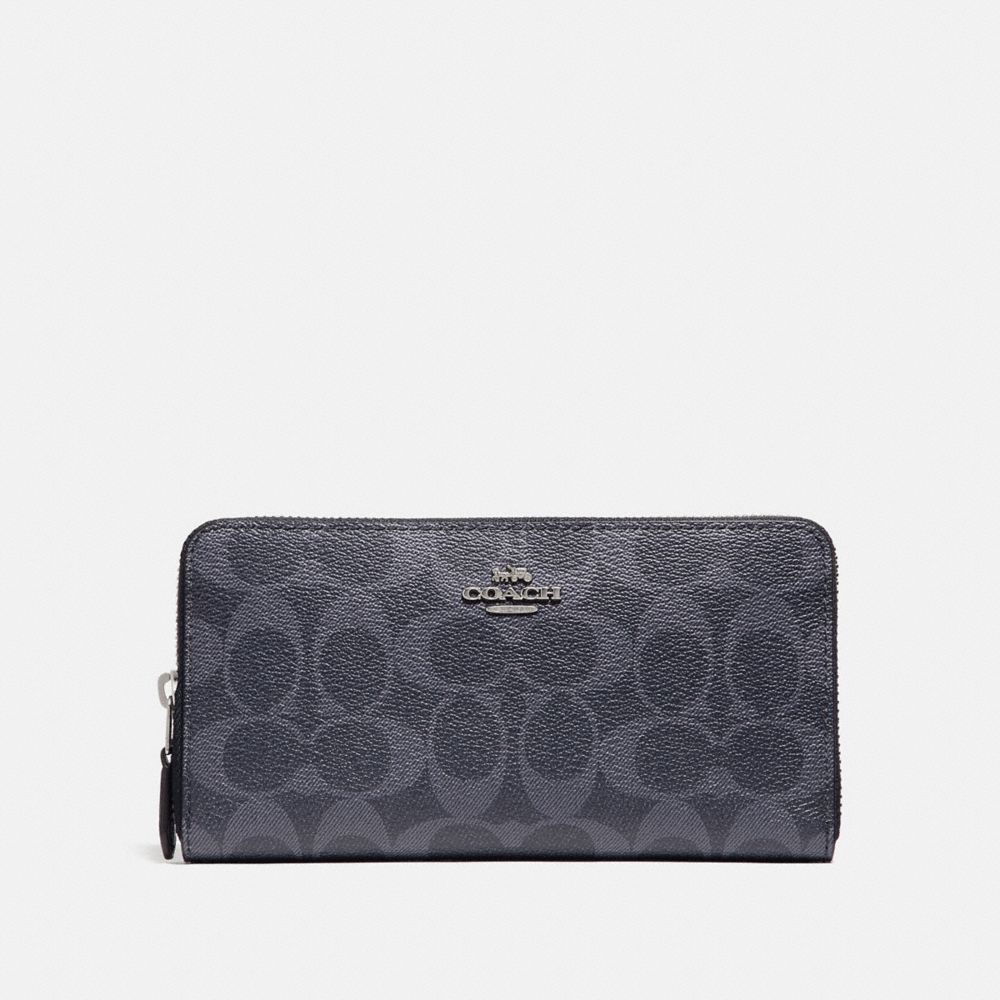 COACH ACCORDION ZIP WALLET IN SIGNATURE CANVAS - DENIM MIDNIGHT/SILVER - F57665