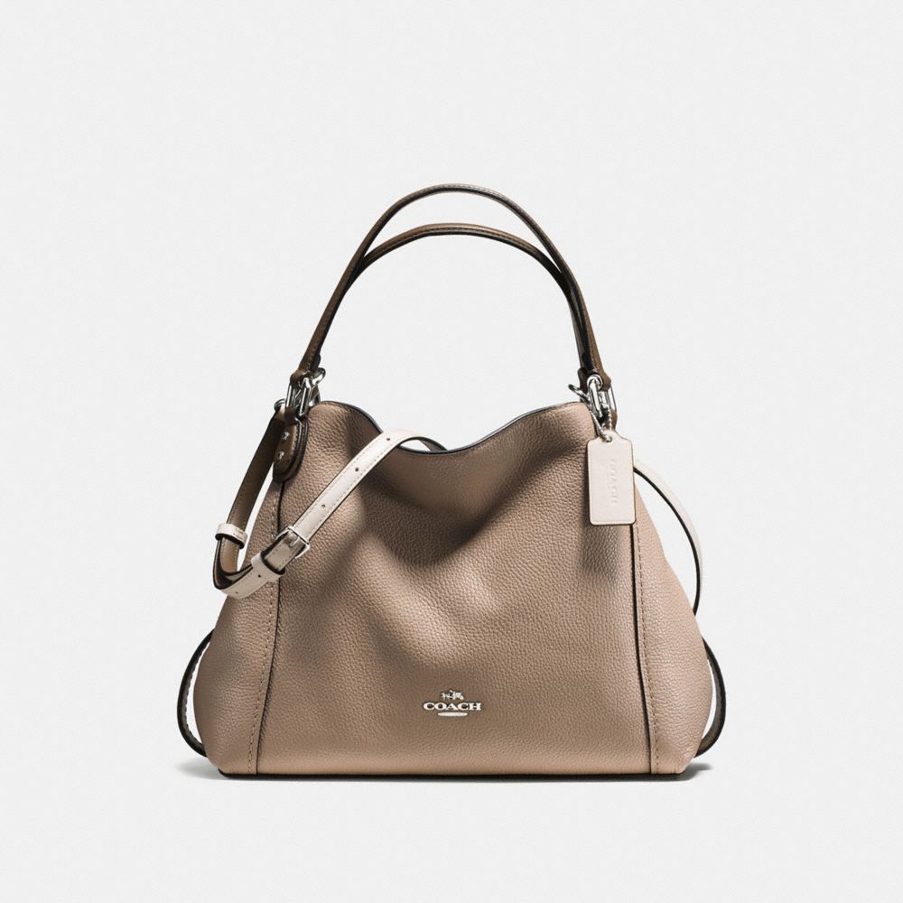 edie shoulder bag 28 in pebble leather