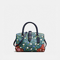 COACH F57703 Mercer Satchel 24 With Multi Floral Print TEAL YANKEE FLORAL MULTI/DARK GUNMETAL