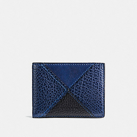 COACH F57706 SLIM BILLFOLD WALLET IN CANYON QUILT LEATHE BLUE-MULTI