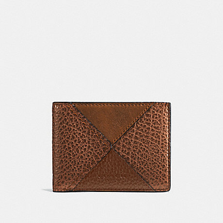 COACH SLIM BILLFOLD WALLET WITH CANYON QUILT - DARK SADDLE MULTI - F57706