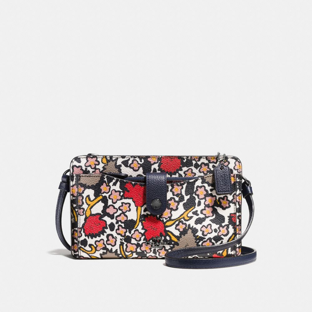 POP-UP MESSENGER WITH MIXED YANKEE FLORAL PRINT - COACH f57719 - Chalk Yankee Floral Multi/Dark Gunmetal