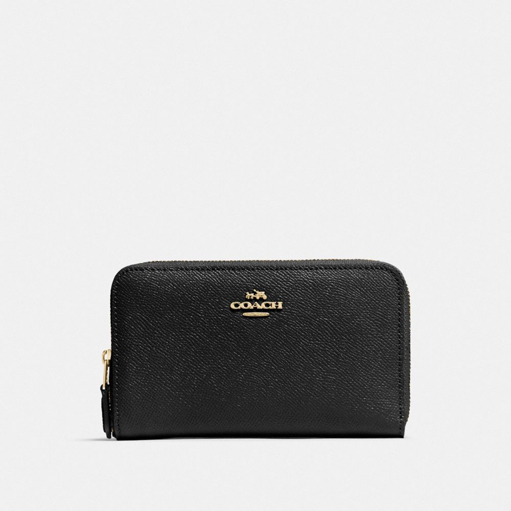 MEDIUM ZIP AROUND WALLET - BLACK/LIGHT GOLD - COACH F57726