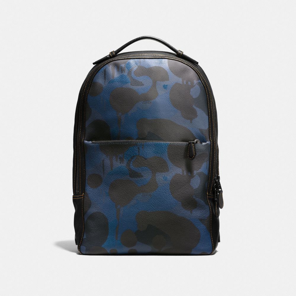 METROPOLITAN SOFT BACKPACK WITH WILD BEAST PRINT - F57762 - DENIM WILD BEAST/BLACK ANTIQUE NICKEL