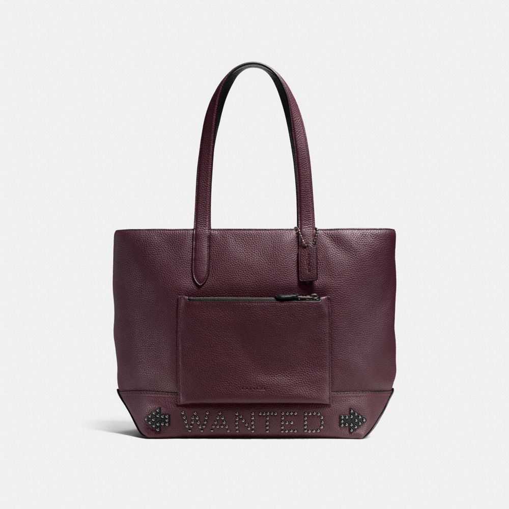 COACH F57774 METROPOLITAN SOFT TOTE WITH WESTERN RIVETS OXBLOOD/DARK GUNMETAL