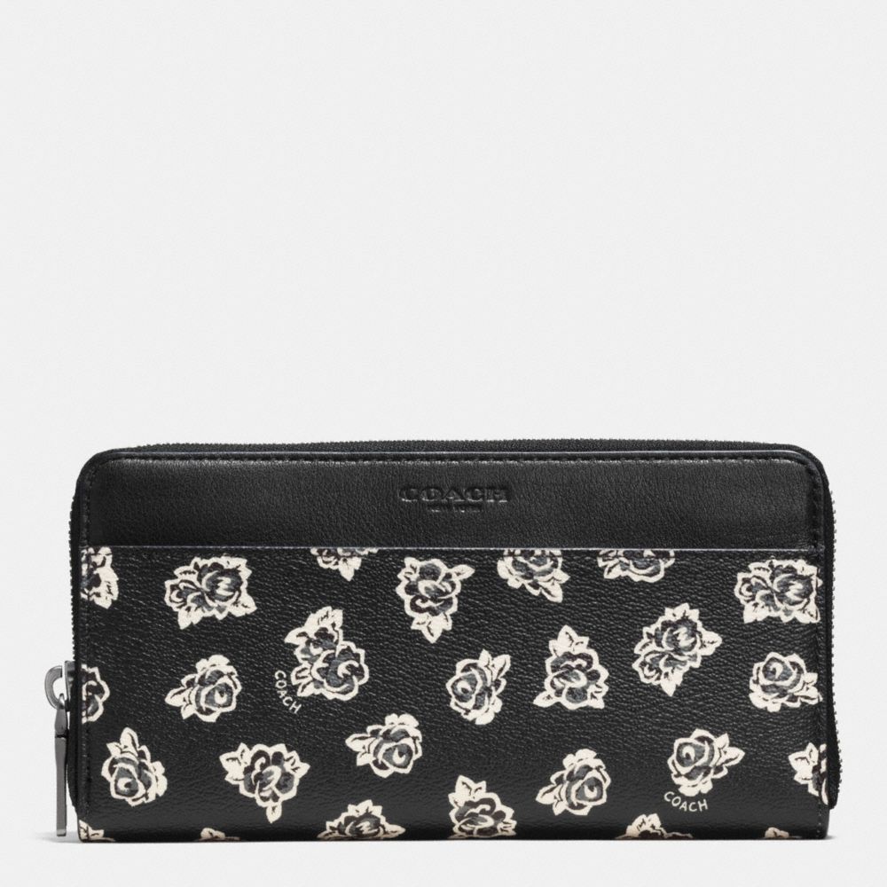 COACH F57804 ACCORDION WALLET IN FLORAL PRINT COATED CANVAS BLACK/WHITE-FLORAL