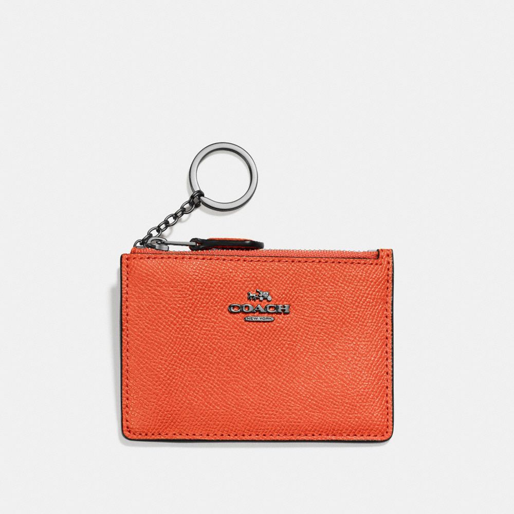 COACH MINI SKINNY ID CASE - MANDARIN/DARK GUNMETAL - F57841