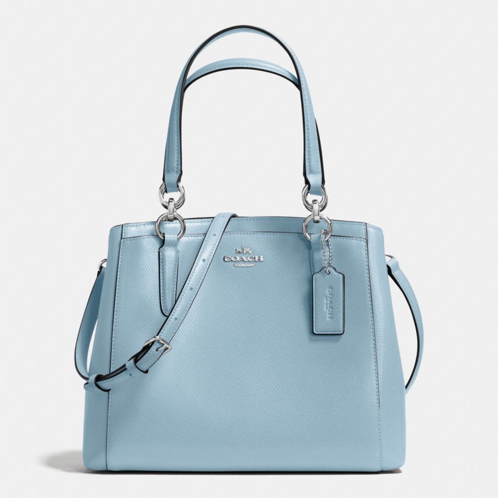 COACH F57847 MINETTA CROSSBODY IN CROSSGRAIN LEATHER SILVER/CORNFLOWER