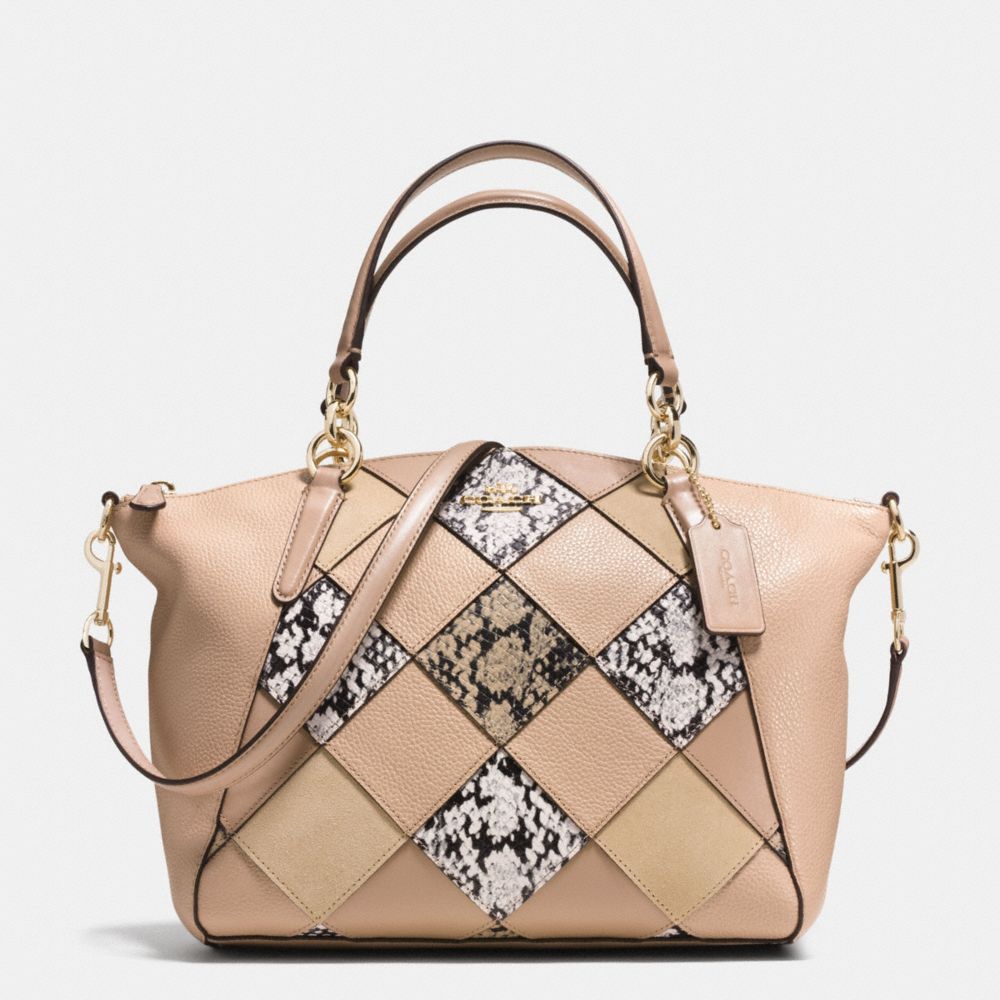SMALL KELSEY SATCHEL IN SNAKE EMBOSSED PATCHWORK - IMITATION GOLD/BEECHWOOD MULTI - COACH F57849