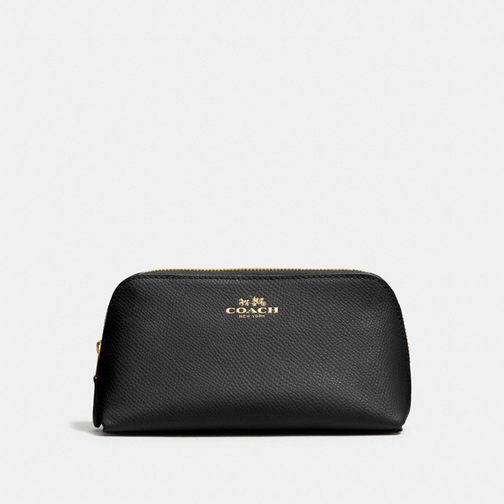 COSMETIC CASE 17 IN CROSSGRAIN LEATHER - IMITATION GOLD/BLACK - COACH F57857