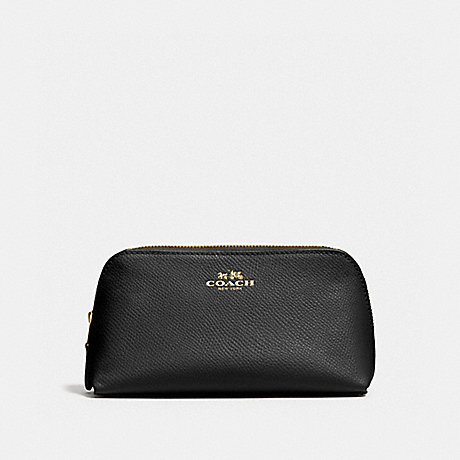 COACH COSMETIC CASE 17 IN CROSSGRAIN LEATHER - IMITATION GOLD/BLACK - f57857