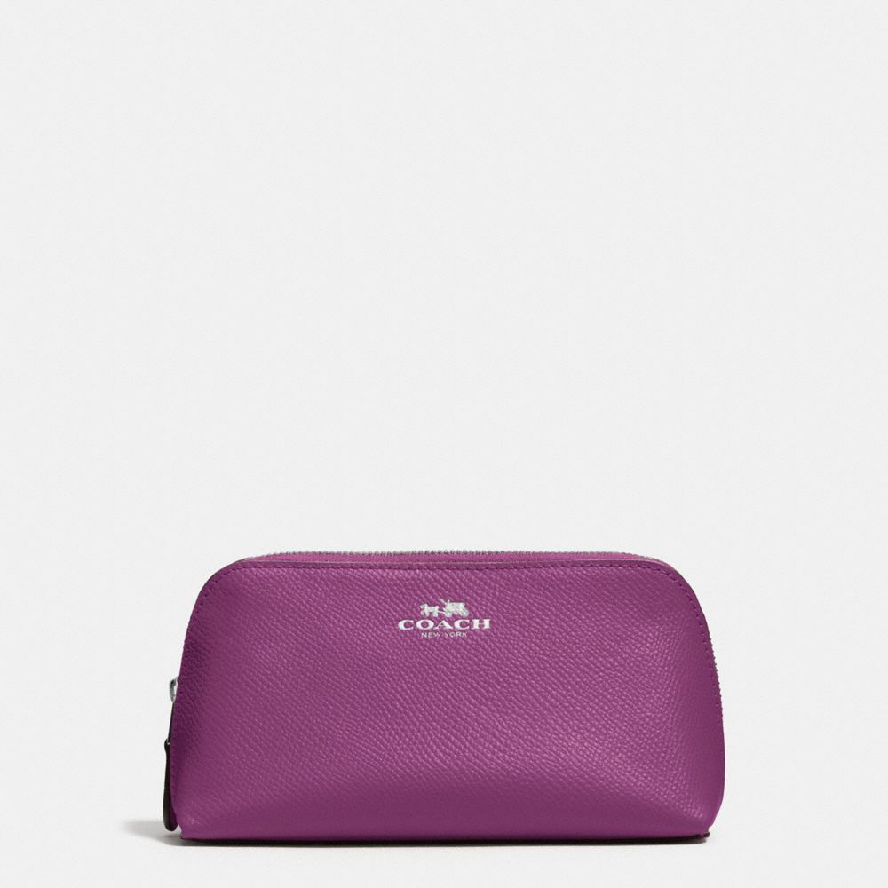 COSMETIC CASE 17 IN CROSSGRAIN LEATHER - SILVER/MAUVE - COACH F57857