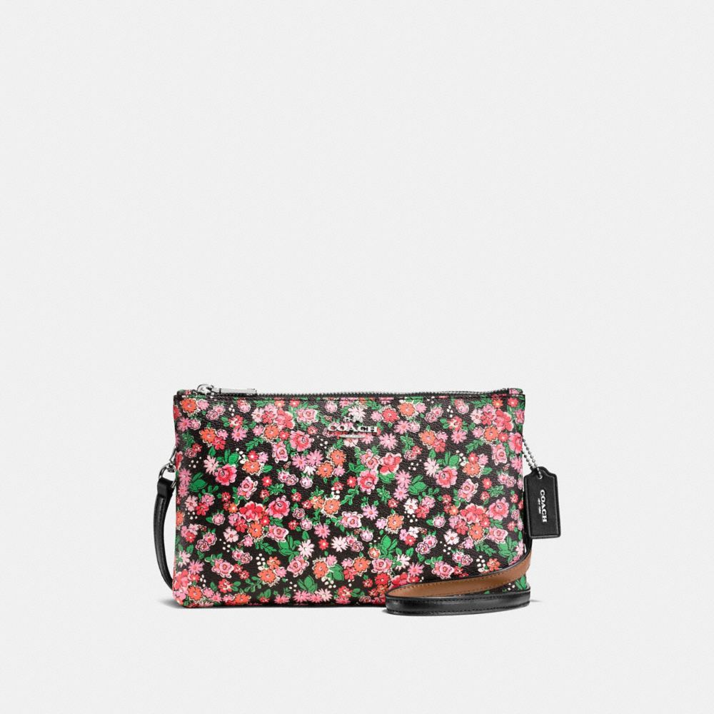 COACH F57883 Lyla Crossbody In Posey Cluster Floral Print Coated Canvas SILVER/PINK MULTI