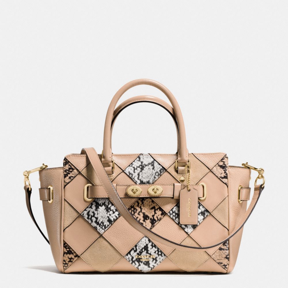 COACH F57892 BLAKE CARRYALL 25 IN SNAKE EMBOSSED PATCHWORK LEATHER IMITATION-GOLD/BEECHWOOD-MULTI