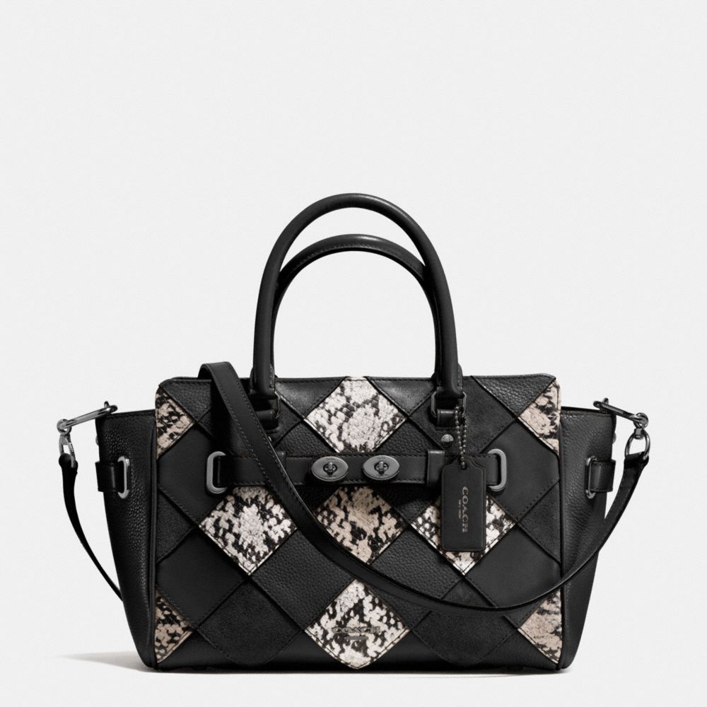 COACH F57892 Blake Carryall 25 In Snake Embossed Patchwork Leather ANTIQUE NICKEL/BLACK MULTI