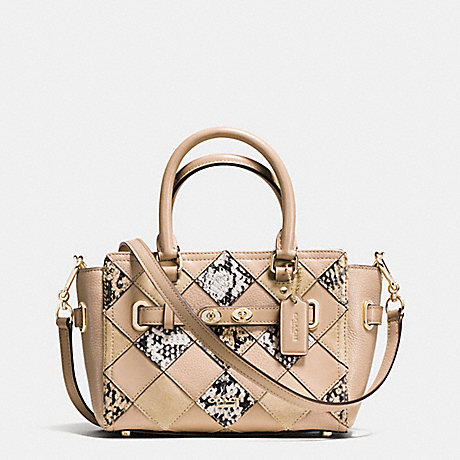 COACH f57893 MINI BLAKE CARRYALL IN SNAKE EMBOSSED PATCHWORK LEATHER IMITATION GOLD/BEECHWOOD MULTI