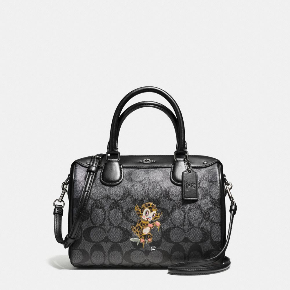BASEMAN X COACH BUSTER MINI BENNETT SATCHEL IN SIGNATURE COATED CANVAS - f57907 - ANTIQUE SILVER/NICKEL