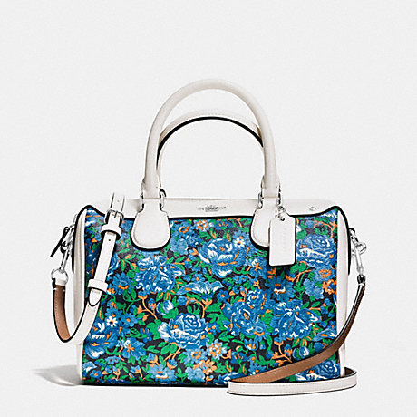 COACH F57921 MINI BENNETT SATCHEL IN ROSE MEADOW FLORAL PRINT COATED CANVAS SILVER/BLUE-MULTI